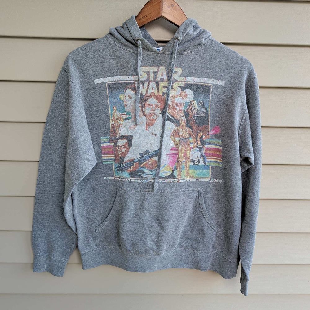 Junk Food Star Wars Hoodie Mens M Grey Vintage Graphic Retro Movie Pullover